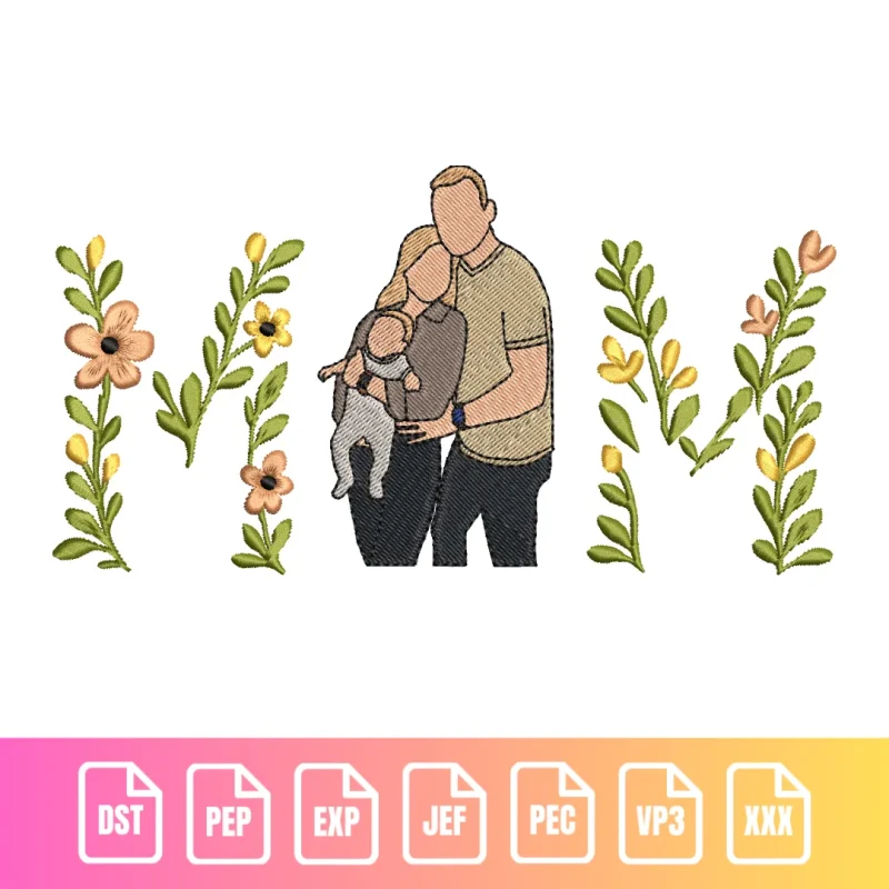Cute Family with Baby Floral | C003