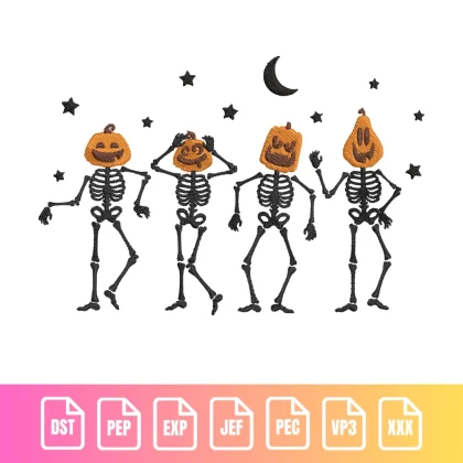 Dancing Pumpkin Skeletons Halloween | M004