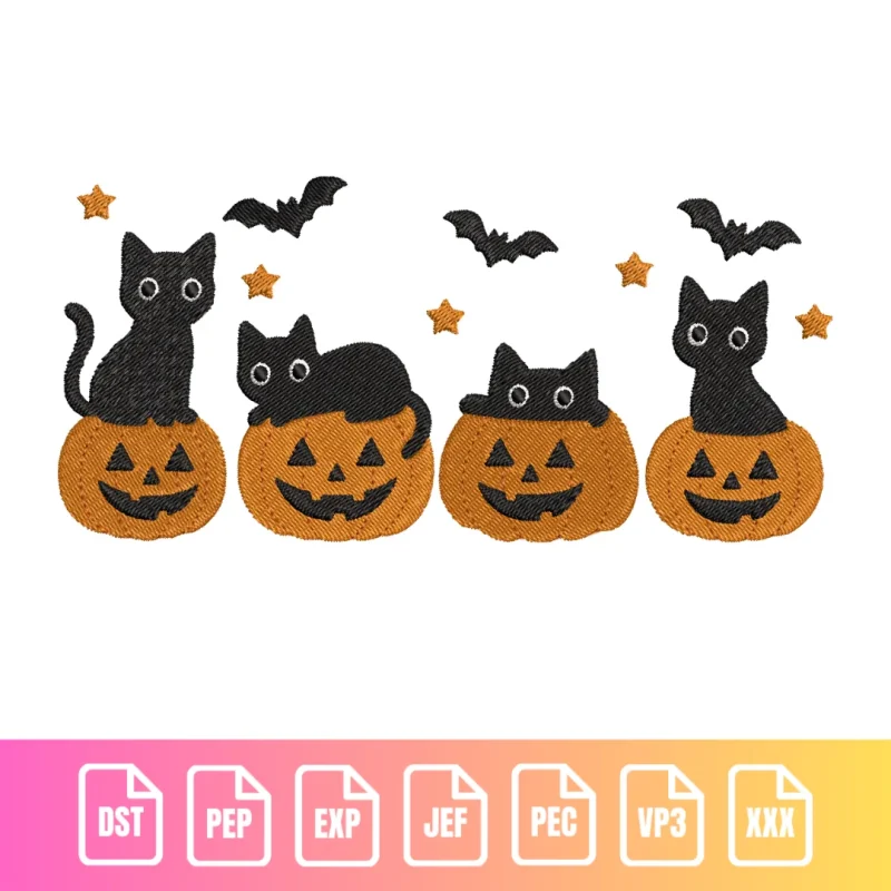 Halloween Cats & Pumpkins - Spooky Holiday Pattern | C001