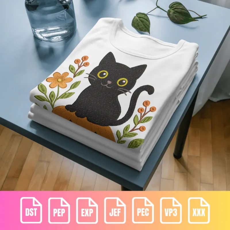 Cute Halloween Black Cat on Pumpkin Animal Holiday | C002 - Image 2