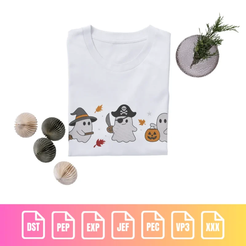 Cute Halloween Ghosts Trio Holiday | M002 - Image 2