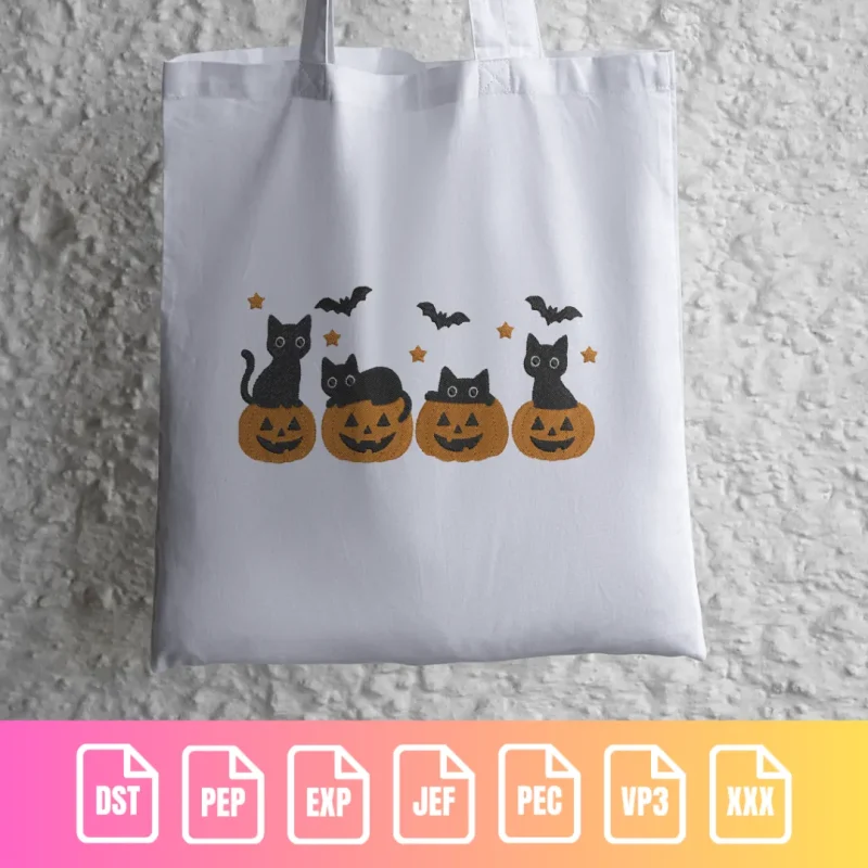 Halloween Cats & Pumpkins - Spooky Holiday Pattern | C001 - Image 2