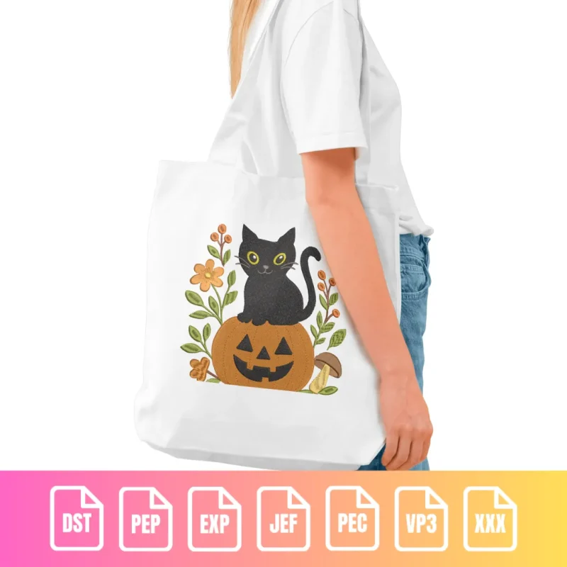 Cute Halloween Black Cat on Pumpkin Animal Holiday | C002 - Image 3