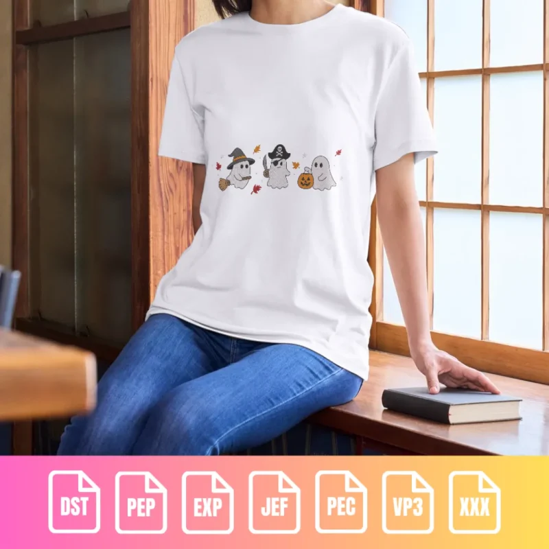 Cute Halloween Ghosts Trio Holiday | M002 - Image 3