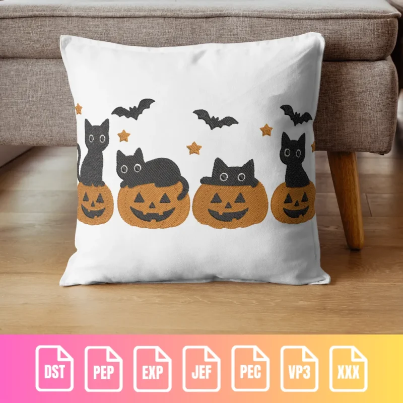 Halloween Cats & Pumpkins - Spooky Holiday Pattern | C001 - Image 3