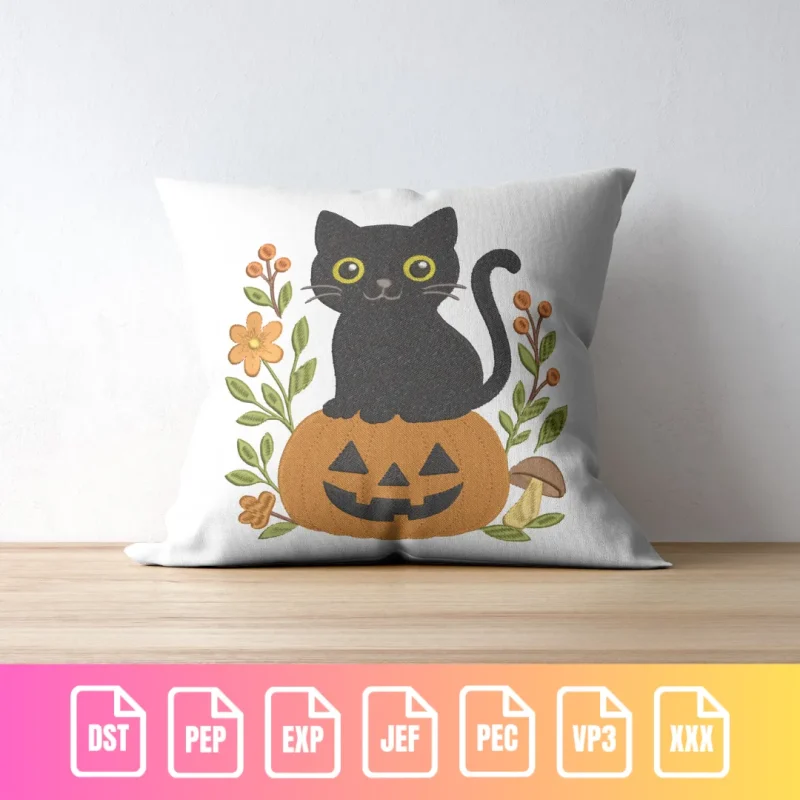 Cute Halloween Black Cat on Pumpkin Animal Holiday | C002 - Image 4