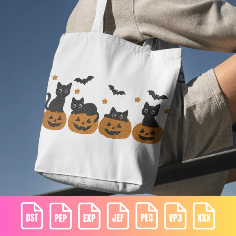 Halloween Cats & Pumpkins - Spooky Holiday Pattern | C001 - Image 4