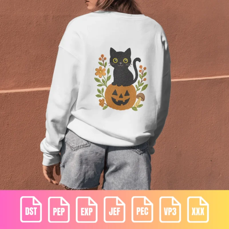 Cute Halloween Black Cat on Pumpkin Animal Holiday | C002 - Image 5