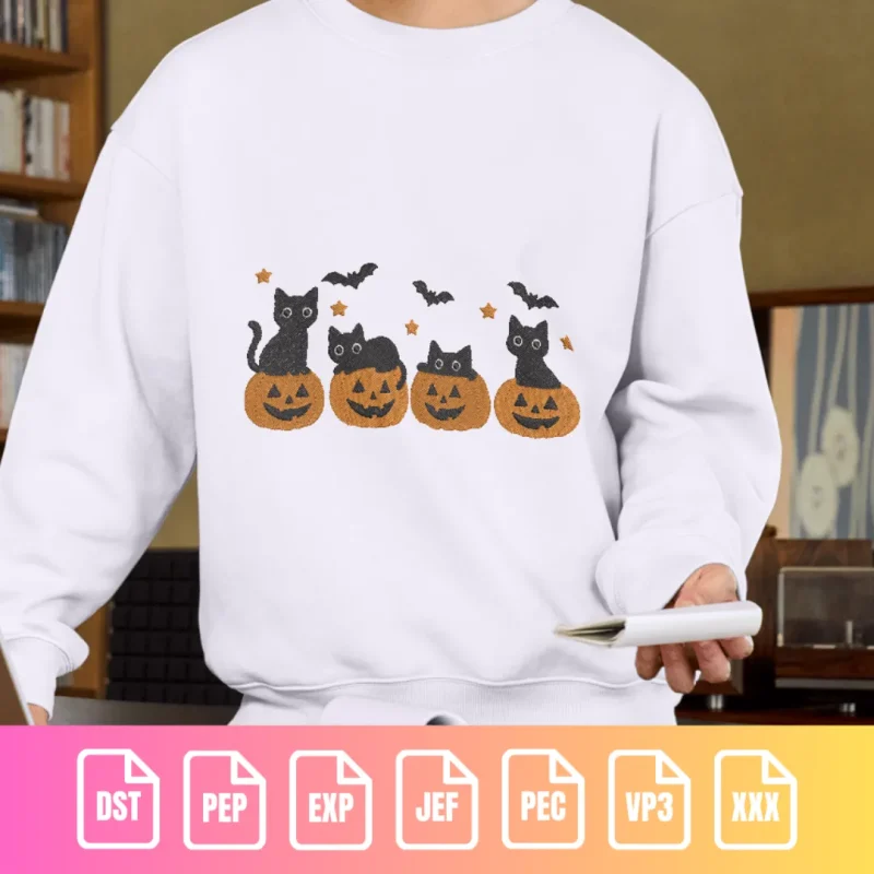 Halloween Cats & Pumpkins - Spooky Holiday Pattern | C001 - Image 6