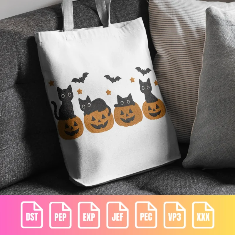Halloween Cats & Pumpkins - Spooky Holiday Pattern | C001 - Image 7