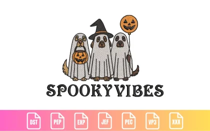 Cute Halloween Ghost Dog Trio Animal | C021